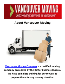 Moving Company in Vancouver, BC