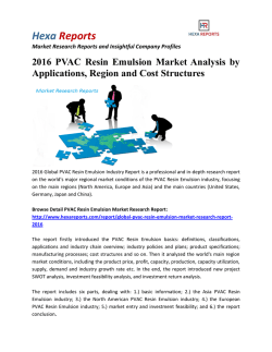 2016 PVAC Resin Emulsion Market Analysis by Applications, Region and Cost Structures