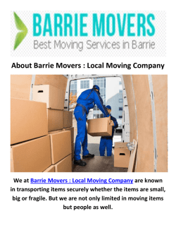 Barrie Movers : Local Moving Company