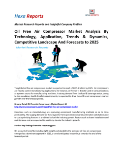 Oil Free Air Compressor Market Analysis By Technology, Application, Trends & Dynamics, Competitive Landscape And Forecasts to 2025