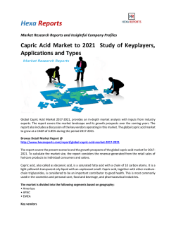Capric Acid Market to 2021  Study of Keyplayers, Applications and Types