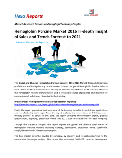 Hemoglobin Porcine Market 2016 In-depth Insight of Sales and Trends Forecast to 2021