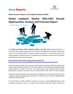Herbal soapbasic Market 2016-2021 Growth Opportunities, Analysis and Forecasts Report