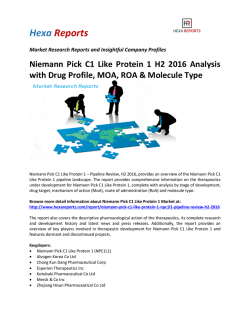 Niemann Pick C1 Like Protein 1 H2 2016 Analysis with Drug Profile, MOA, ROA & Molecule Type