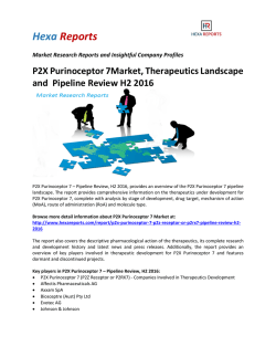 P2X Purinoceptor 7Market, Therapeutics Landscape and  Pipeline Review H2 2016