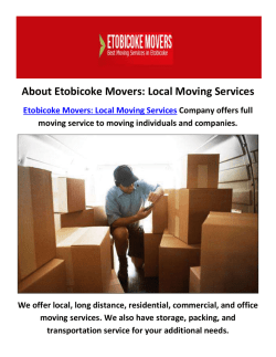 Etobicoke Movers : Local Moving Services