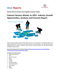 Cataract Devices Market to 2021 Industry Growth Opportunities, Analysis and Forecasts Report