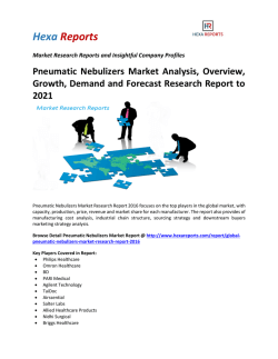 Pneumatic Nebulizers Market Analysis, Overview, Growth, Demand and Forecast Research Report to 2021