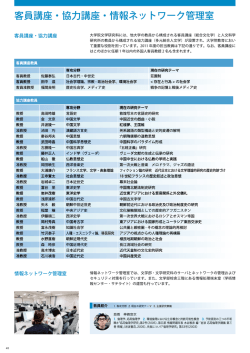 客員講座教員 専攻分野 現在の研究テーマ 客員教授 佐藤泰弘 日本