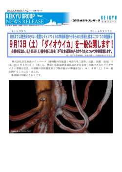 9月13日(土) 「ダイオウイカ」を一般公開します！