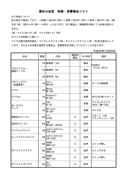 瀬谷公会堂 映像・音響備品リスト