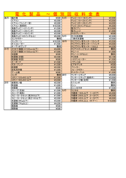 電 化 製 品 ～ 個 別 回 収 料 金 表