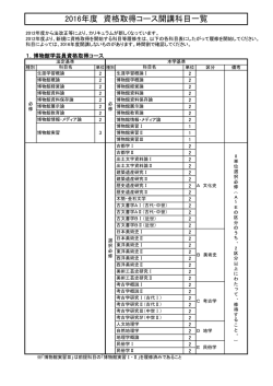 資格取得コース 開講科目一覧