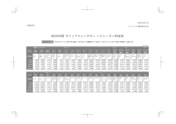 2016年度 オリックスレンタカー ハイシーズン料金表