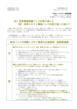 （旧）世界環境保護バッジの取り扱いと （新）世界スカウト環境バッジの