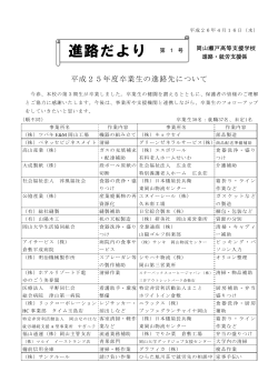 進路だより 1号「平成25年度卒業生の進路先について」