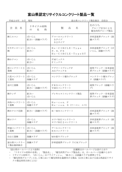 富山県認定リサイクルコンクリート製品一覧