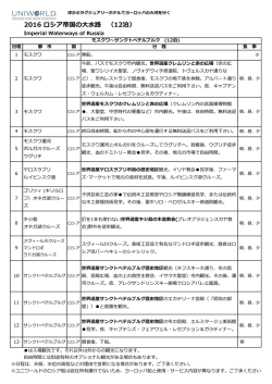 2016 ロシア帝国の大水路 （12泊）