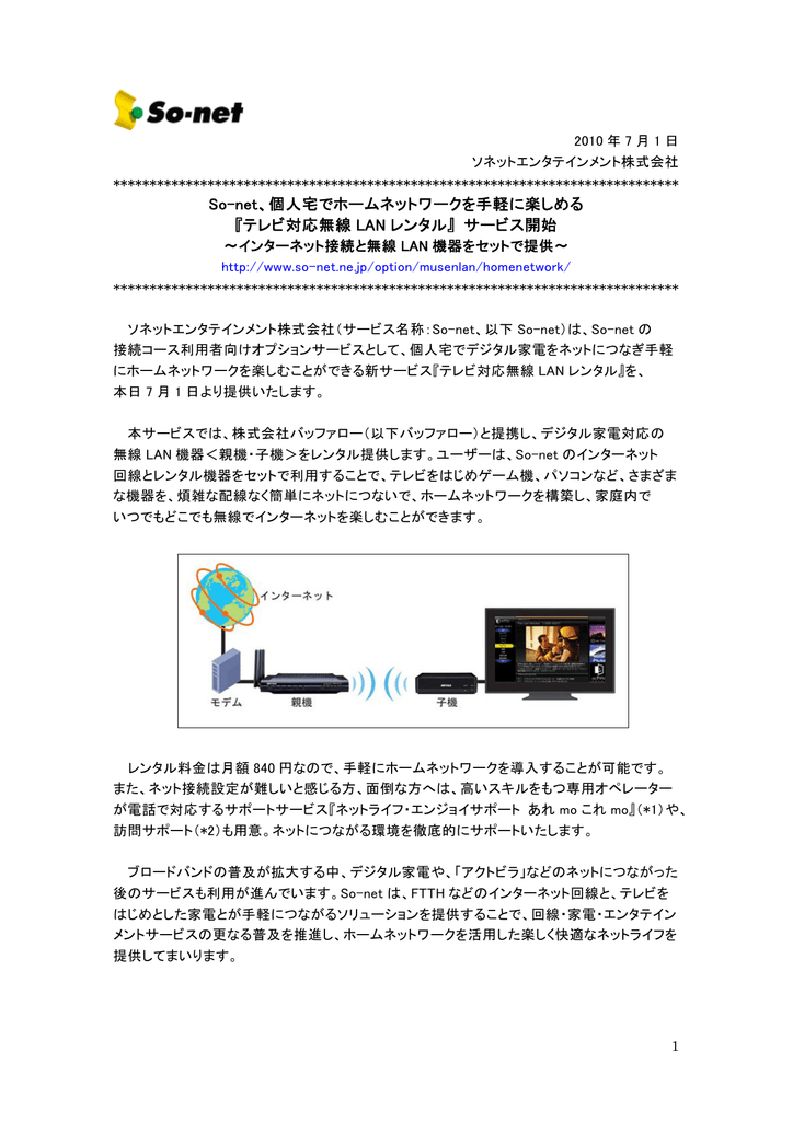 テレビ対応無線 Lan レンタル