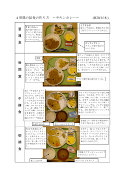 普 通 食 後 期 食 中 期 食 初 期 食 4形態の給食の作り方 ～チキンカレー