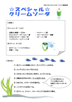 ＜作り方＞ ① 生クリームに砂糖を入れて、ホイップクリームを作る。 ②