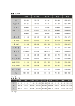 0 バスト ウエスト ヒップ 体重 身長 M 85～90 70～75 85～90 50～60
