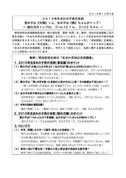 2015年生まれの子供の名前