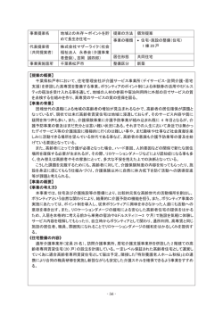 - 56 - 事業提案名 地域との共存䌾ポイントを貯 めて長生き住宅䌾 提案の