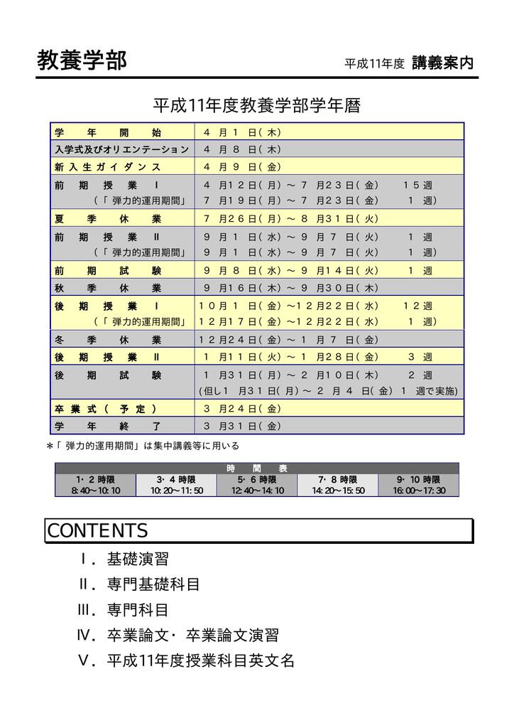 年度 教養学部講義案内 全ページ