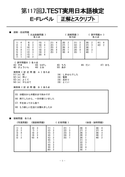 第117回J.TEST実用日本語検定