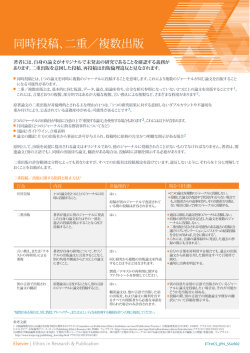 同時投稿、二重／複数出版 - Elsevier Publishing Campus