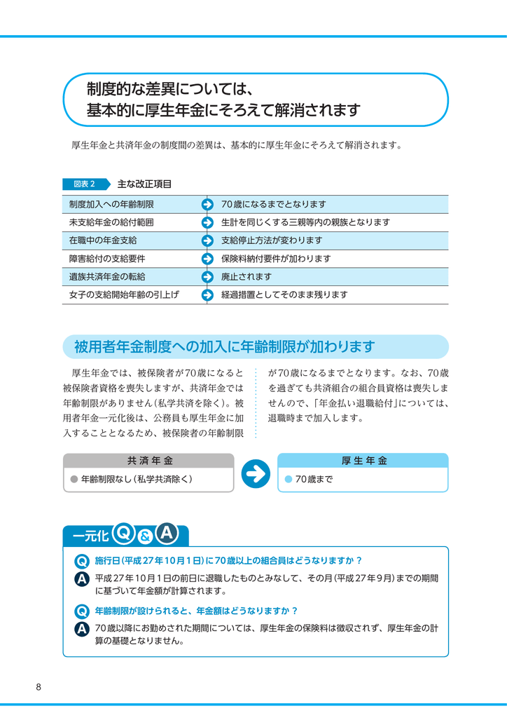 制度的な差異については 基本的に厚生年金にそろえて解消されます