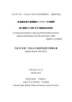 社会脳を担う前頭葉ネットワークの解明 平成 22 年度～平成 24 年度
