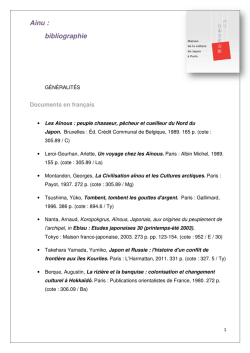 Ainu : bibliographie - Maison de la Culture du Japon &agrave; Paris