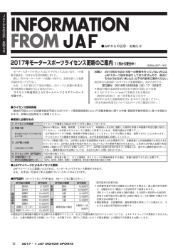 JAFスポーツ誌1月号掲載 公示（四輪）