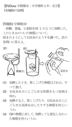 【FdData 中間期末：中学理科1 年：化学】 [有機物の加熱] [問題](2 学期