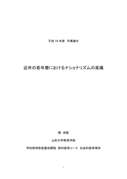 近年の若年層におけるナショナリズムの高揚