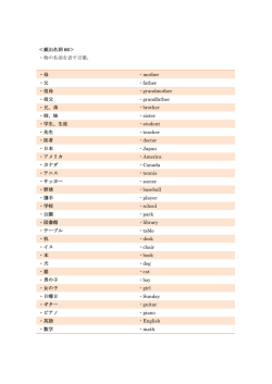 ＜頻出名詞 66＞ ・物の名前を表す言葉。 ・母 ・mother ・父 ・father