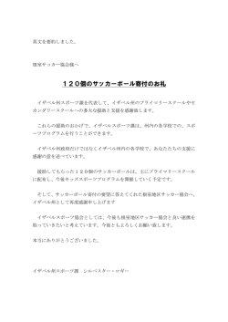 120個のサッカーボール寄付のお礼