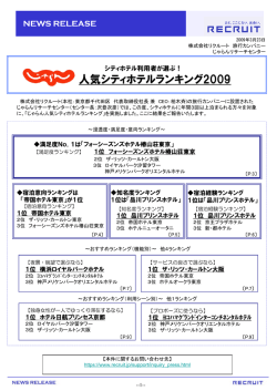 じゃらん「人気シティホテルランキング2009」
