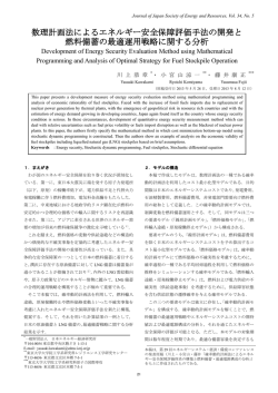 数理計画法によるエネルギー安全保障評価手法の開発と 燃料備蓄の