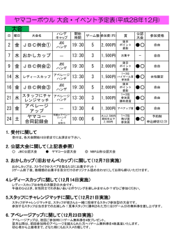 ヤマコーボウル 大会・イベント予定表(平成28年12月)