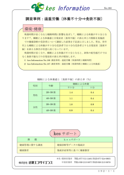 調査事例：過重労働〔休養不十分&rArr;食欲不振〕 kes サポート 環境・健康
