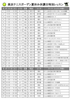 美浜テニスガーデン夏休み休講日特別レッスン