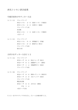 両毛トレセン試合結果 - 両毛少年サッカー連盟