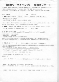 Page 1 『国際ワークキャンプ』 参加者レポート *この情報は、NICEへの