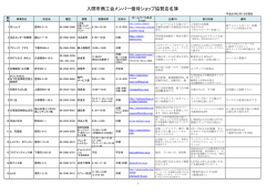 入間市商工会メンバー優待ショップ協賛店名簿