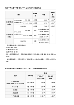 松山中央公園サブ野球場（マドンナスタジアム）使用料金 松山中央公園