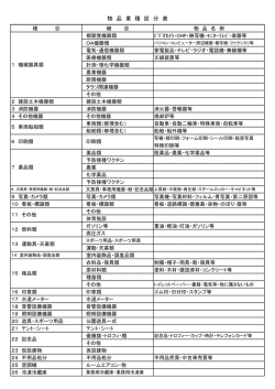 物 品 業 種 区 分 表