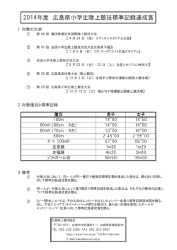 2014年度 広島県小学生陸上競技標準記録達成賞